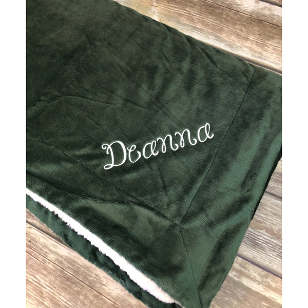 Monogrammed Mink Sherpa Blanket-AlfonsoDesigns