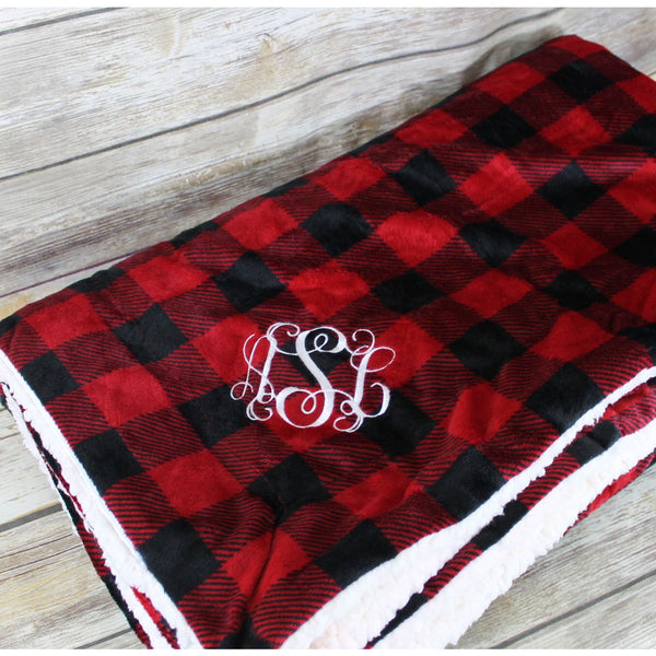 Monogrammed Mink Sherpa Blanket-AlfonsoDesigns