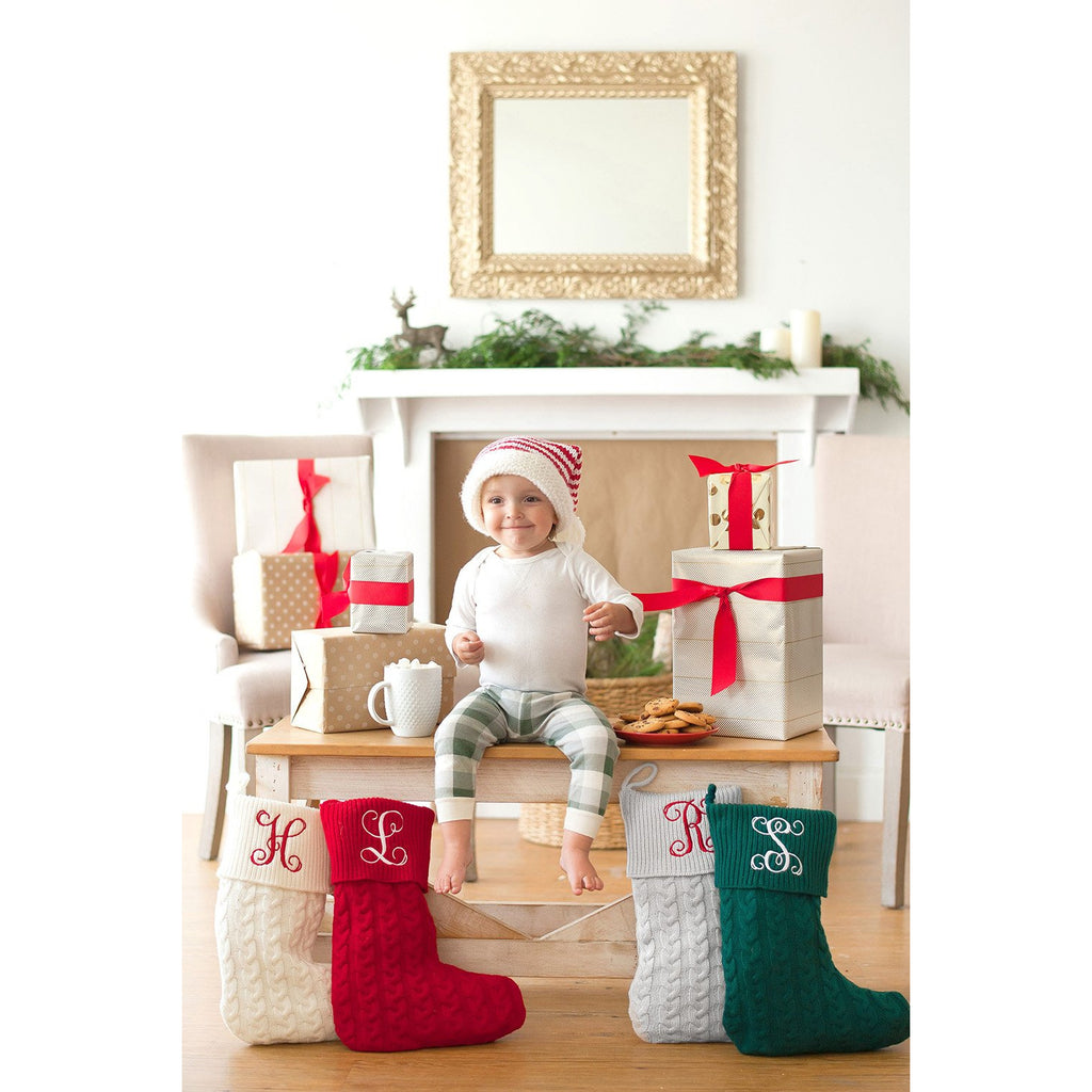 Personalized Cable Knit Christmas Stockings-AlfonsoDesigns