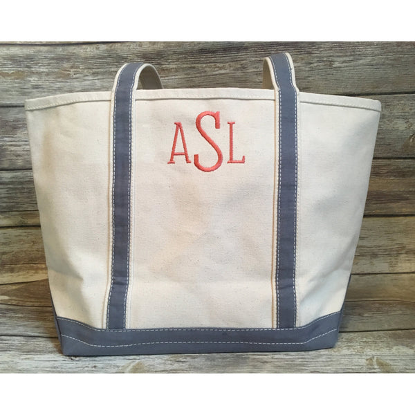 Monogrammed Canvas Boat Tote-AlfonsoDesigns